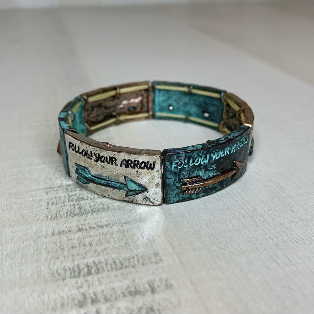 Follow Your Arrow Multi Color Metal Stretch Bangle